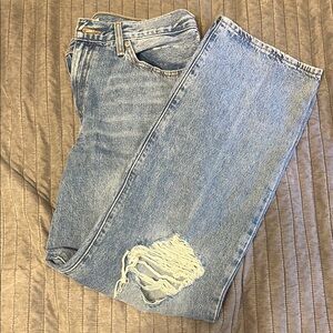 Levi's Blue Flare Wide Leg Jeans with Distressed Details